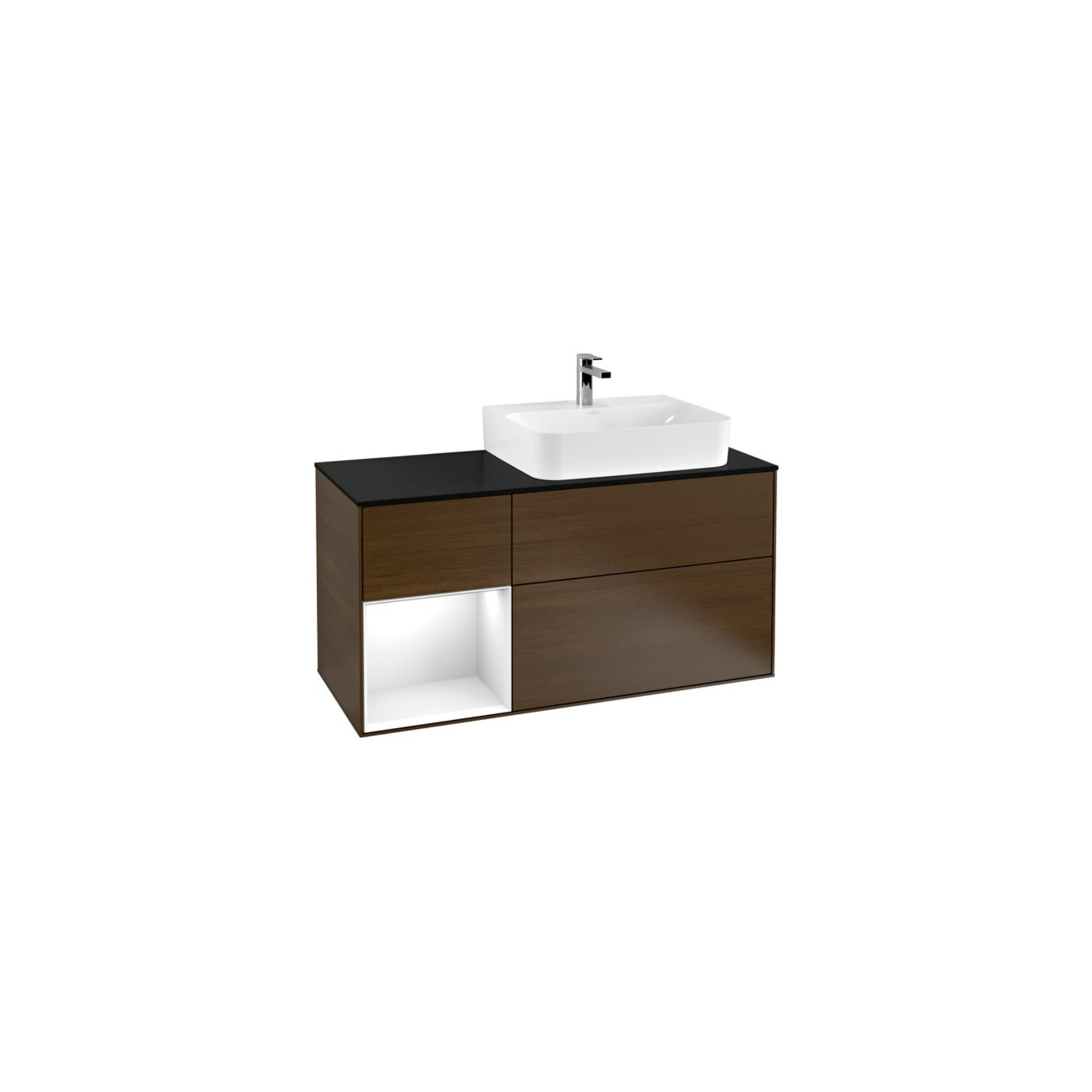 V&B Waschtischunterschrank Wandbeleuchtung Finion 120cm, Pl b m, Rg l glo wh. Lac, wal ven ; Villeroy & Boch