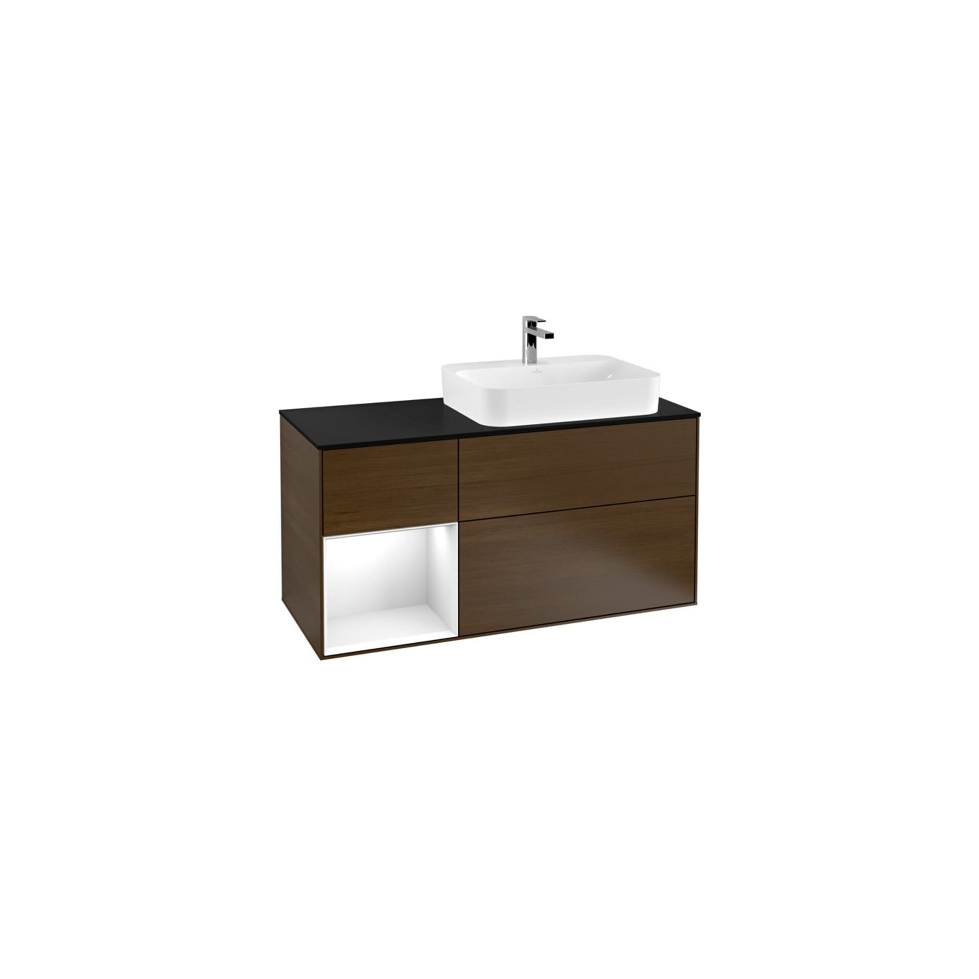 V&B Waschtischunterschrank Wandbeleuchtung Finion 120cm, Pl b m, Rg l glo wh. Lac, wal ven ; Villeroy & Boch