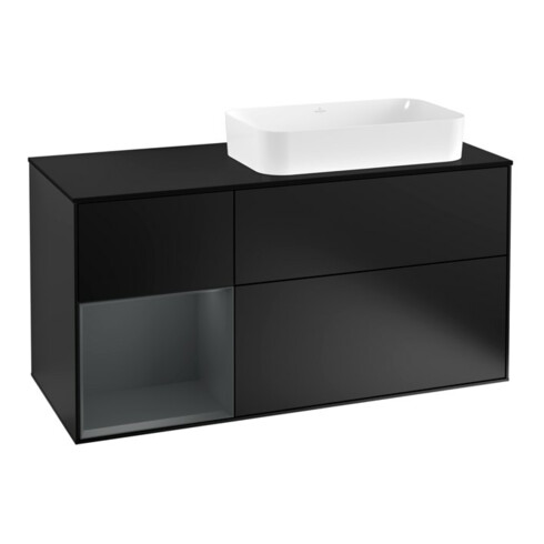V&B Waschtischunterschrank Wandbeleuchtung Finion 120cm, Pl b m, Rg l md b m La, bla m Lac