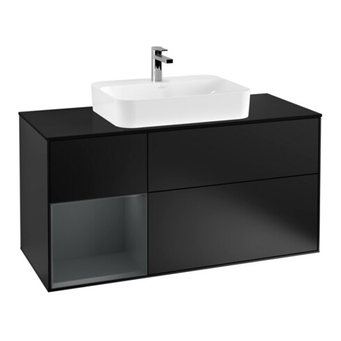 V&B Waschtischunterschrank Wandbeleuchtung Finion 120cm, Pl b m, Rg l md b m La, bla m Lac