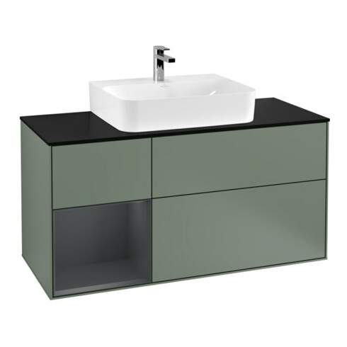 V&B Waschtischunterschrank Wandbeleuchtung Finion 120cm, Pl b m, Rg l md b m La, Ol m Lac