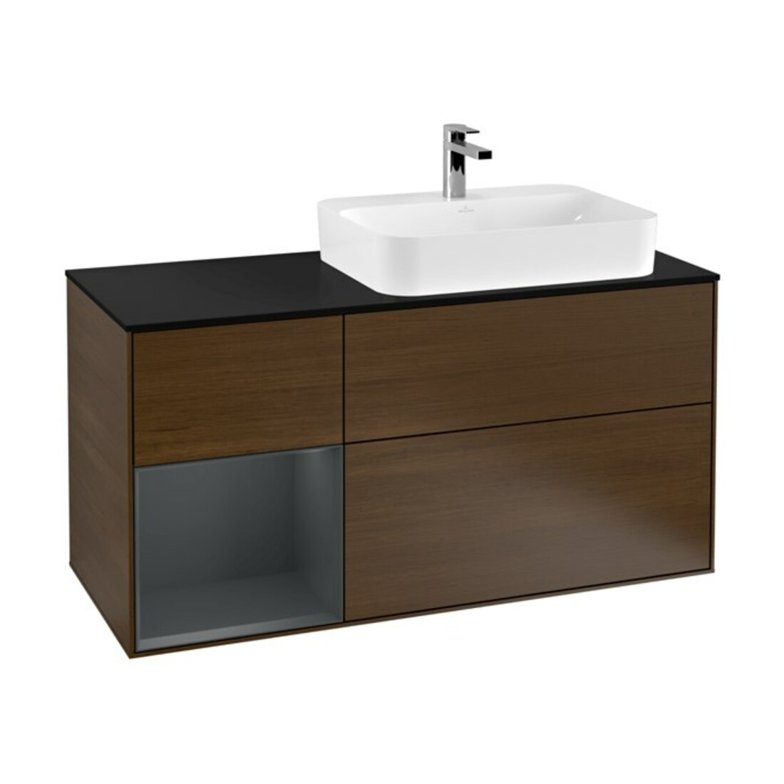 V&B Waschtischunterschrank Wandbeleuchtung Finion 120cm, Pl b m, Rg l md b m Lac, wal ven
