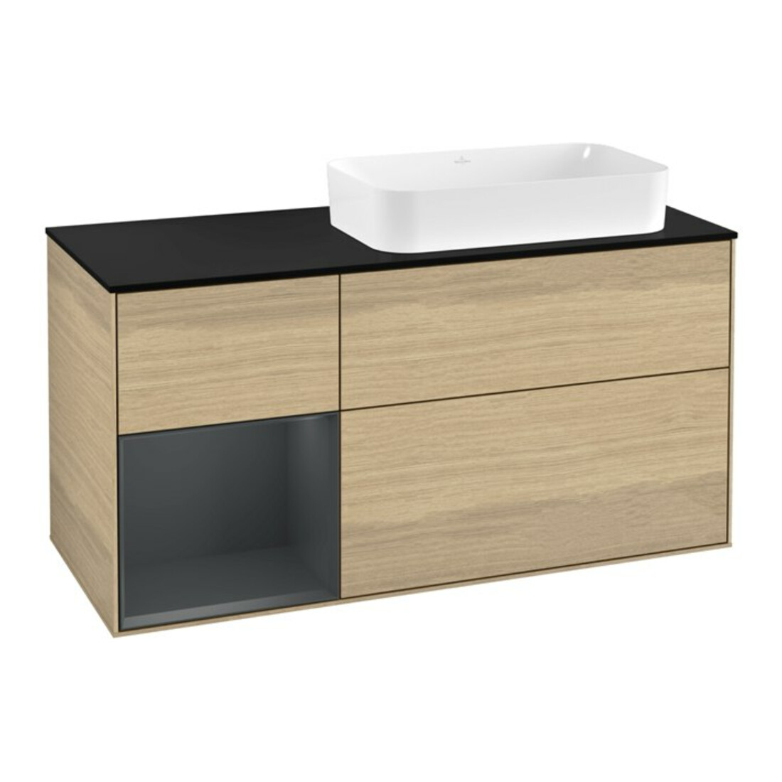 V&B Waschtischunterschrank Wandbeleuchtung Finion 120cm, Pl b m, Rg l md bl. m Lac, Oa ven