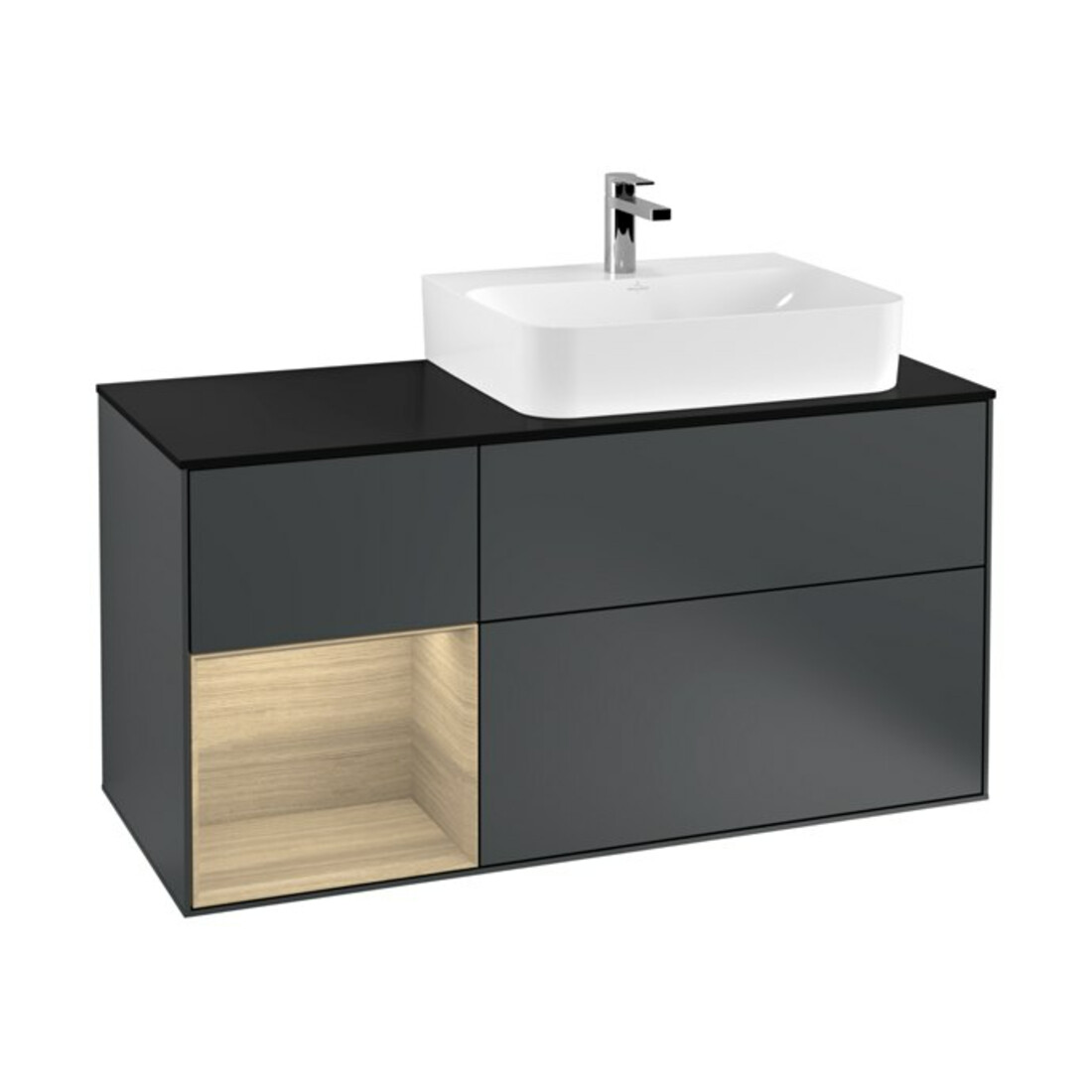 V&B Waschtischunterschrank Wandbeleuchtung Finion 120cm, Pl b m, Rg l Oa ven, md bl. m Lac