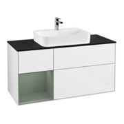 V&B Waschtischunterschrank Wandbeleuchtung Finion 120cm, Pl b m, Rg l Ol m La, glo wh. Lac