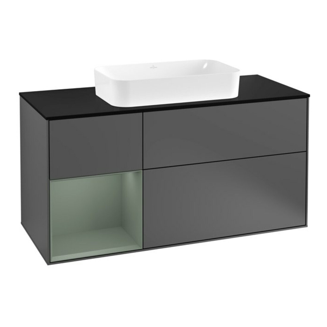 V&B Waschtischunterschrank Wandbeleuchtung Finion 120cm, Pl b m, Rg l Ol m Lac, Anthrac. m