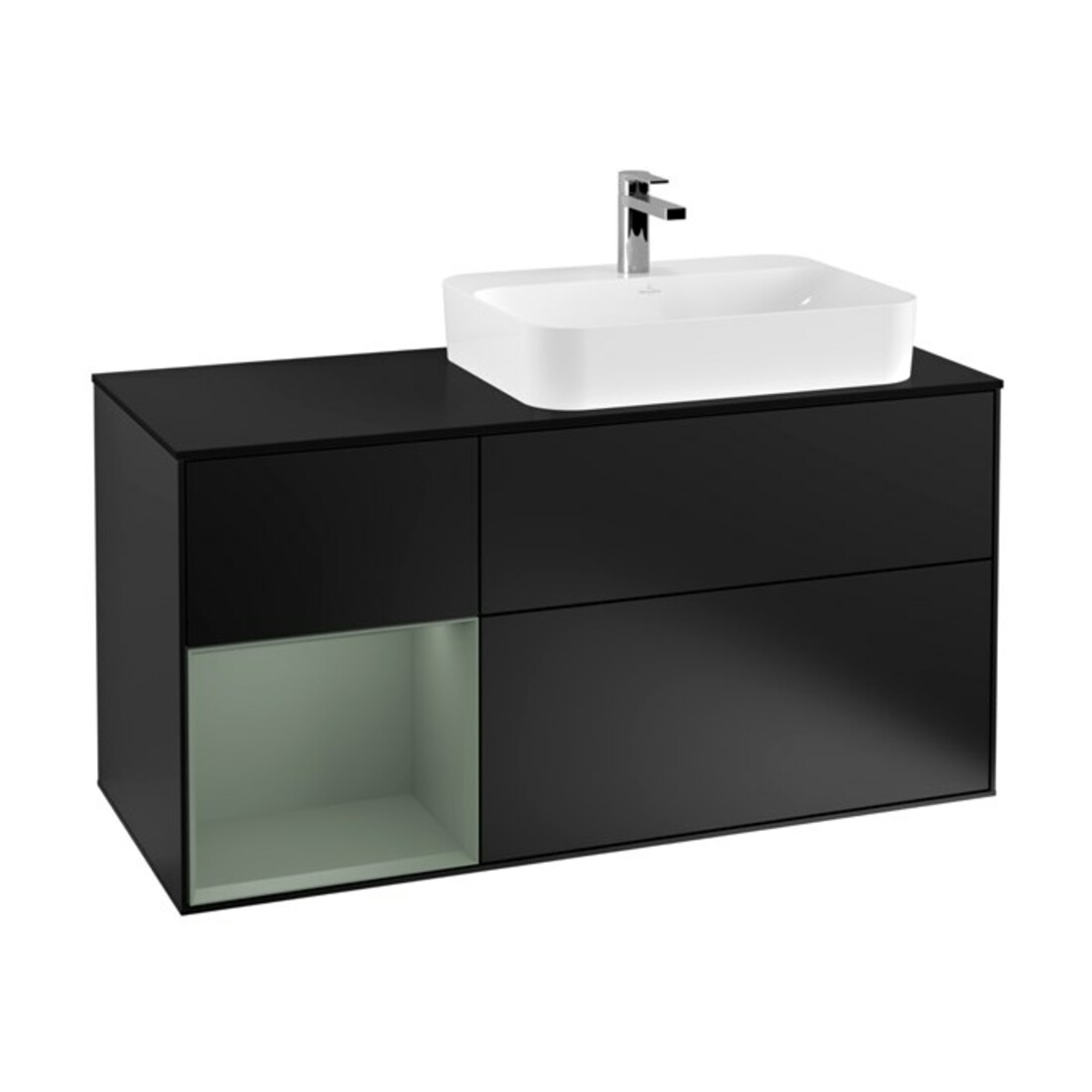 V&B Waschtischunterschrank Wandbeleuchtung Finion 120cm, Pl b m, Rg l Ol m Lac, bla m Lac