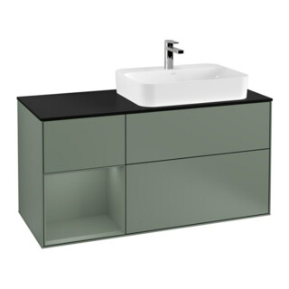 V&B Waschtischunterschrank Wandbeleuchtung Finion 120cm, Pl b m, Rg l Ol m Lac, Oli. m Lac