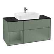 V&B Waschtischunterschrank Wandbeleuchtung Finion 120cm, Pl b m, Rg l Ol m Lac, Oli. m Lac