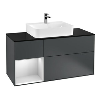 V&B Waschtischunterschrank Wandbeleuchtung Finion 120cm, Pl b m, Rg l w m La, md bl. m Lac