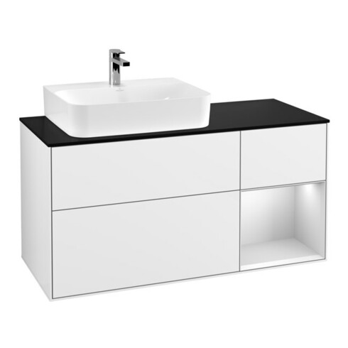 V&B Waschtischunterschrank Wandbeleuchtung Finion 120cm, Pl b m, Rg l w m Lac, glo wh. Lac