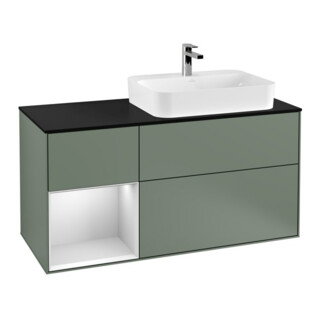 V&B Waschtischunterschrank Wandbeleuchtung Finion 120cm, Pl b m, Rg l w m Lac, Oli. m Lac