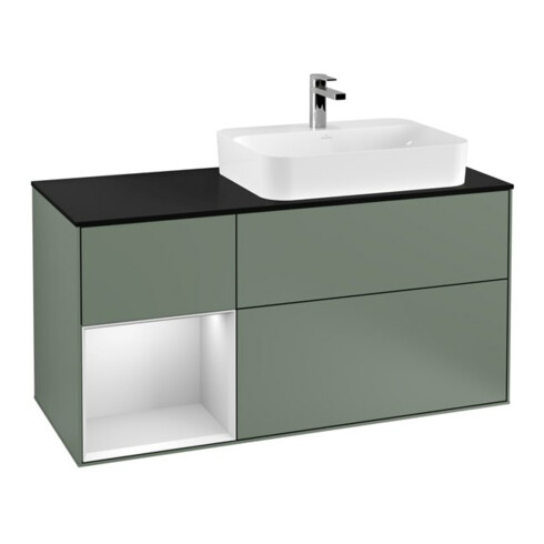 V&B Waschtischunterschrank Wandbeleuchtung Finion 120cm, Pl b m, Rg l w m Lac, Oli. m Lac