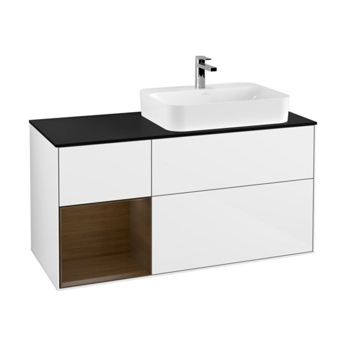 V&B Waschtischunterschrank Wandbeleuchtung Finion 120cm, Pl b m, Rg l wal ven, glo wh. Lac