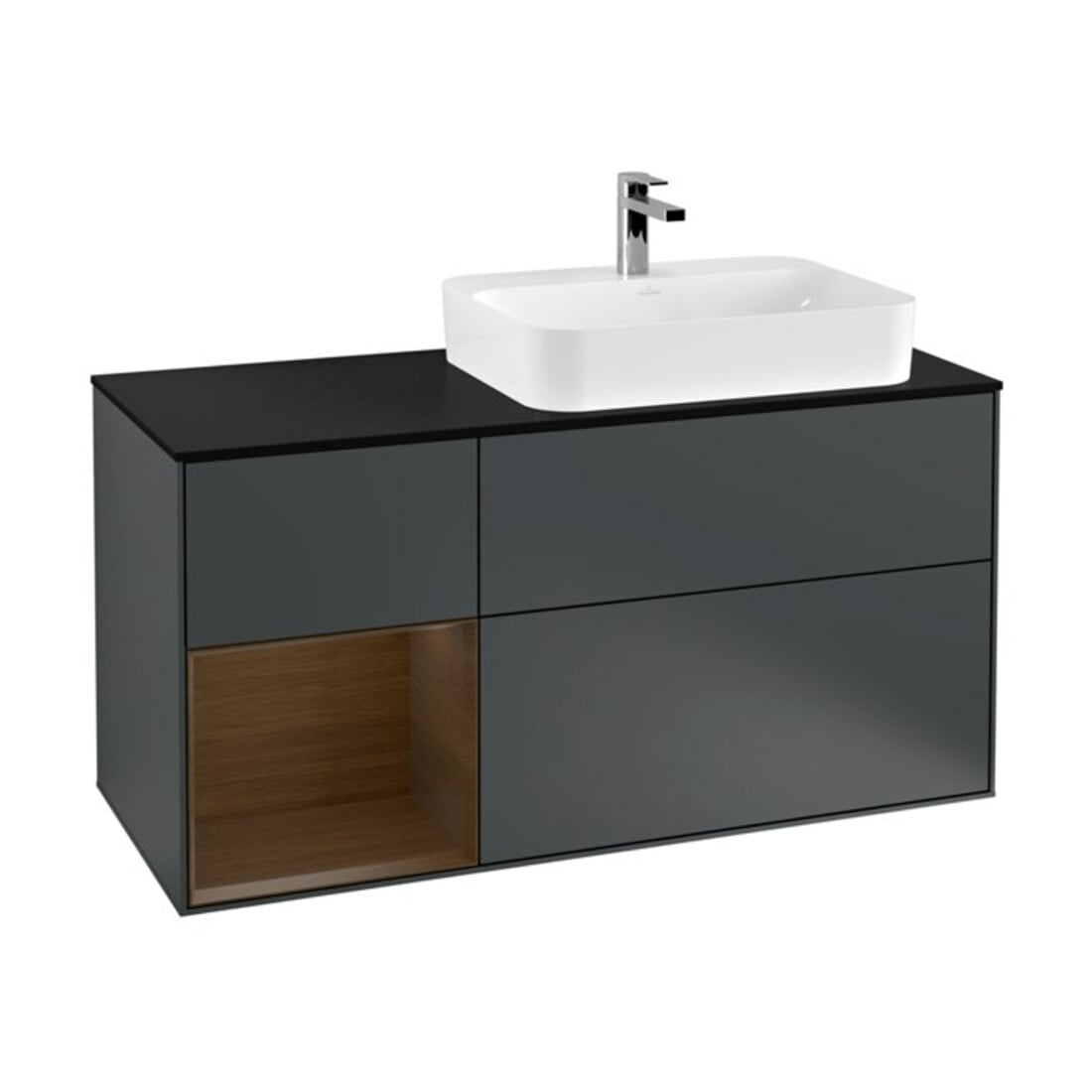 V&B Waschtischunterschrank Wandbeleuchtung Finion 120cm, Pl b m, Rg l wal ven, md b m Lac