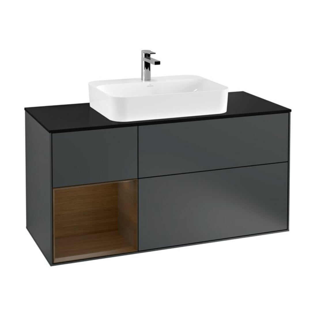 V&B Waschtischunterschrank Wandbeleuchtung Finion 120cm, Pl b m, Rg l wal ven, md b m Lac