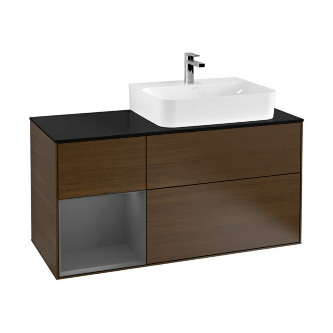 V&B Waschtischunterschrank Wandbeleuchtung Finion 120cm, Pl b m, Rg li Anthrac. m, wal ven