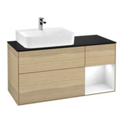 V&B Waschtischunterschrank Wandbeleuchtung Finion 120cm, Pl b m, Rg li glo wh. Lac, Oa ven