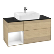V&B Waschtischunterschrank Wandbeleuchtung Finion 120cm, Pl b m, Rg li glo wh. Lac, Oa ven