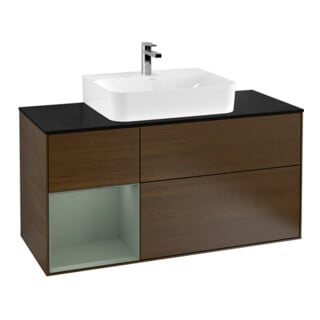 V&B Waschtischunterschrank Wandbeleuchtung Finion 120cm, Pl b m, Rg li Oli. m Lac, wal ven
