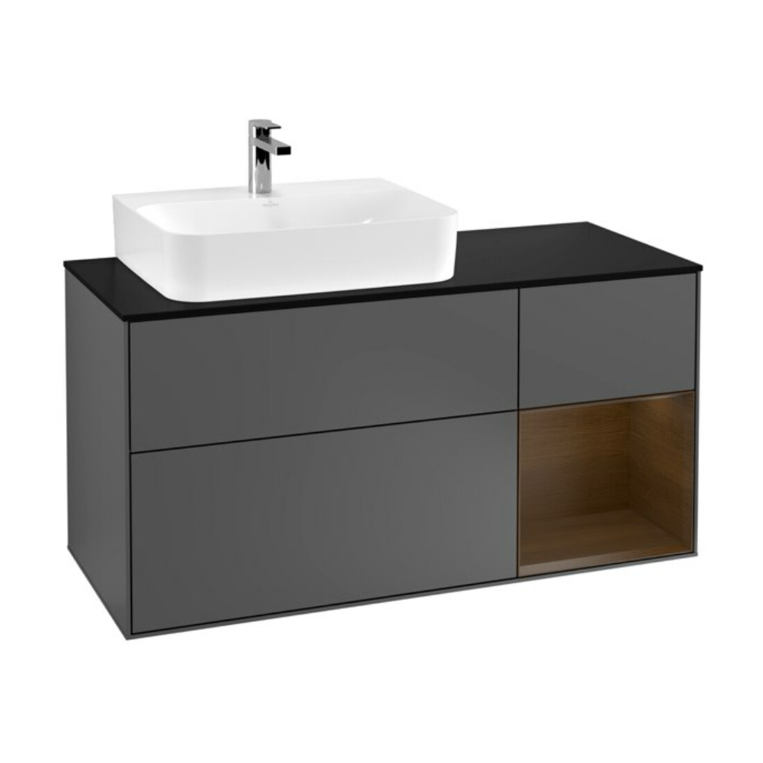 V&B Waschtischunterschrank Wandbeleuchtung Finion 120cm, Pl b m, Rg li wal ven, Anthrac. m