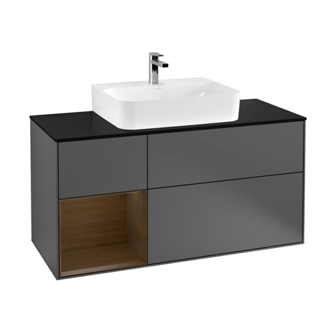 V&B Waschtischunterschrank Wandbeleuchtung Finion 120cm, Pl b m, Rg li wal ven, Anthrac. m