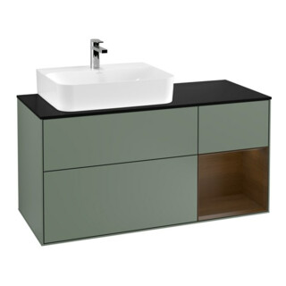 V&B Waschtischunterschrank Wandbeleuchtung Finion 120cm, Pl b m, Rg li wal ven, Oli. m Lac