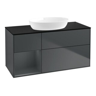 V&B Waschtischunterschrank Wandbeleuchtung Finion 120cm, Pl b m, Rg md m Lac, md bl. m Lac