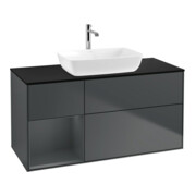 V&B Waschtischunterschrank Wandbeleuchtung Finion 120cm, Pl b m, Rg md m Lac, md bl. m Lac