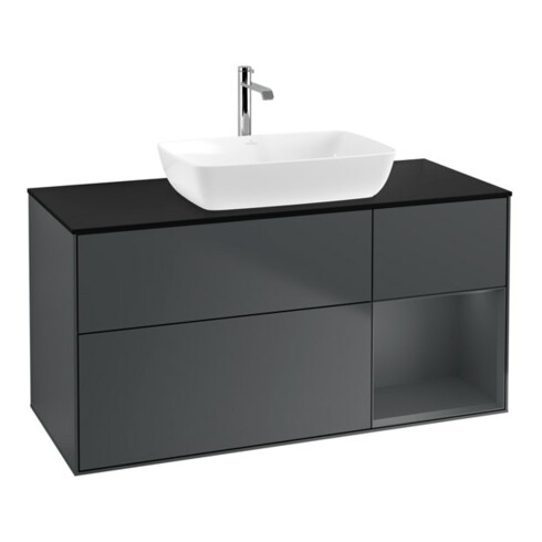 V&B Waschtischunterschrank Wandbeleuchtung Finion 120cm, Pl b m, Rg md m Lac, md bl. m Lac