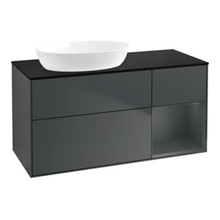 V&B Waschtischunterschrank Wandbeleuchtung Finion 120cm, Pl b m, Rg md m Lac, md bl. m Lac