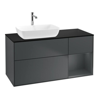 V&B Waschtischunterschrank Wandbeleuchtung Finion 120cm, Pl b m, Rg md m Lac, md bl. m Lac