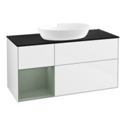V&B Waschtischunterschrank Wandbeleuchtung Finion 120cm, Pl b m, Rg Ol m Lac, glo wh. Lac