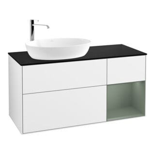 V&B Waschtischunterschrank Wandbeleuchtung Finion 120cm, Pl b m, Rg Ol m Lac, glo wh. Lac