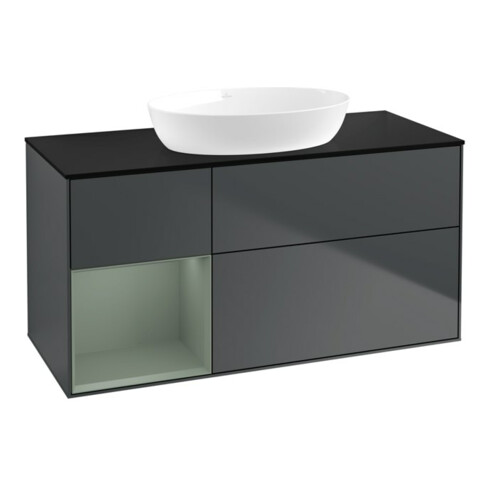 V&B Waschtischunterschrank Wandbeleuchtung Finion 120cm, Pl b m, Rg Ol m Lac, md bl. m Lac