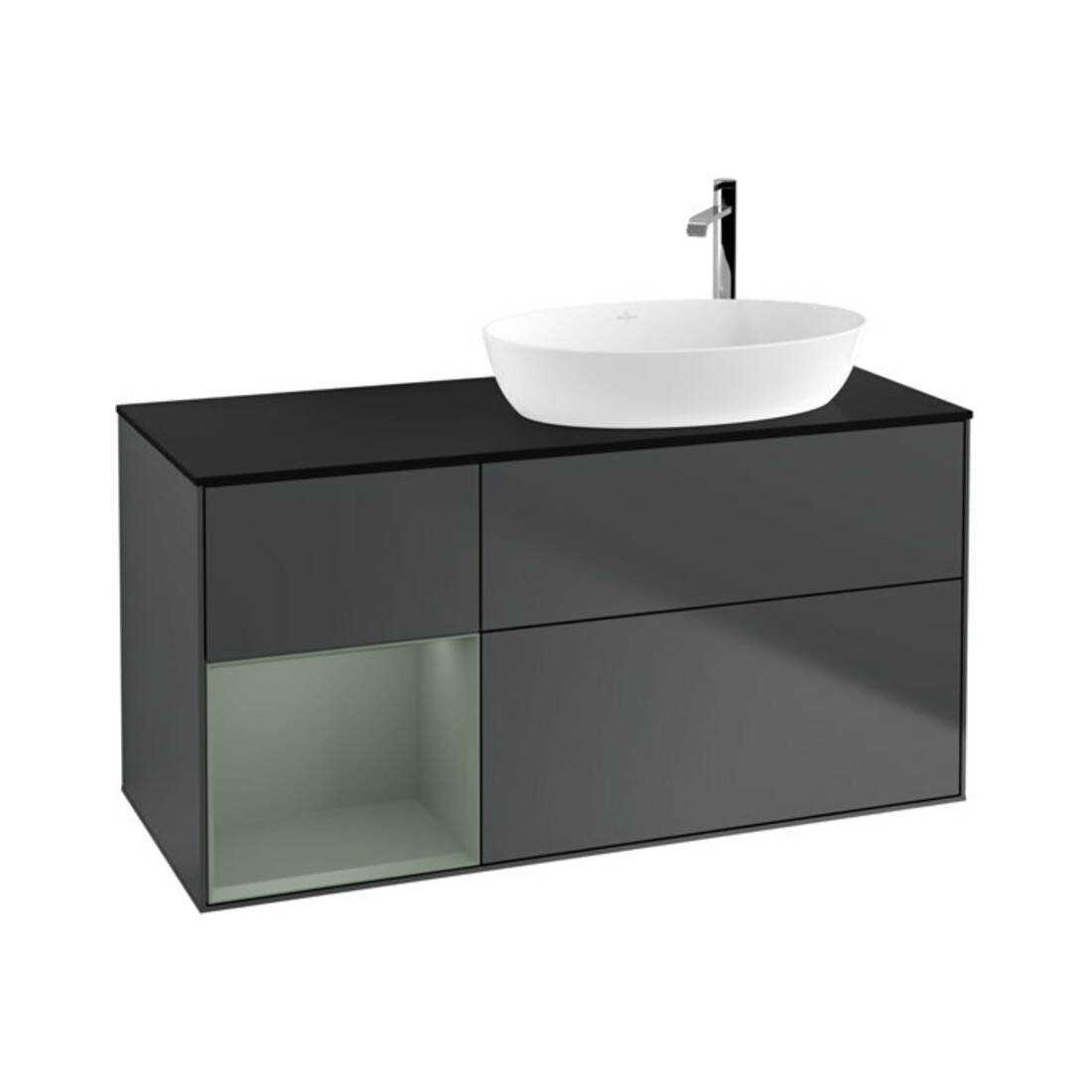 V&B Waschtischunterschrank Wandbeleuchtung Finion 120cm, Pl b m, Rg Ol m Lac, md bl. m Lac