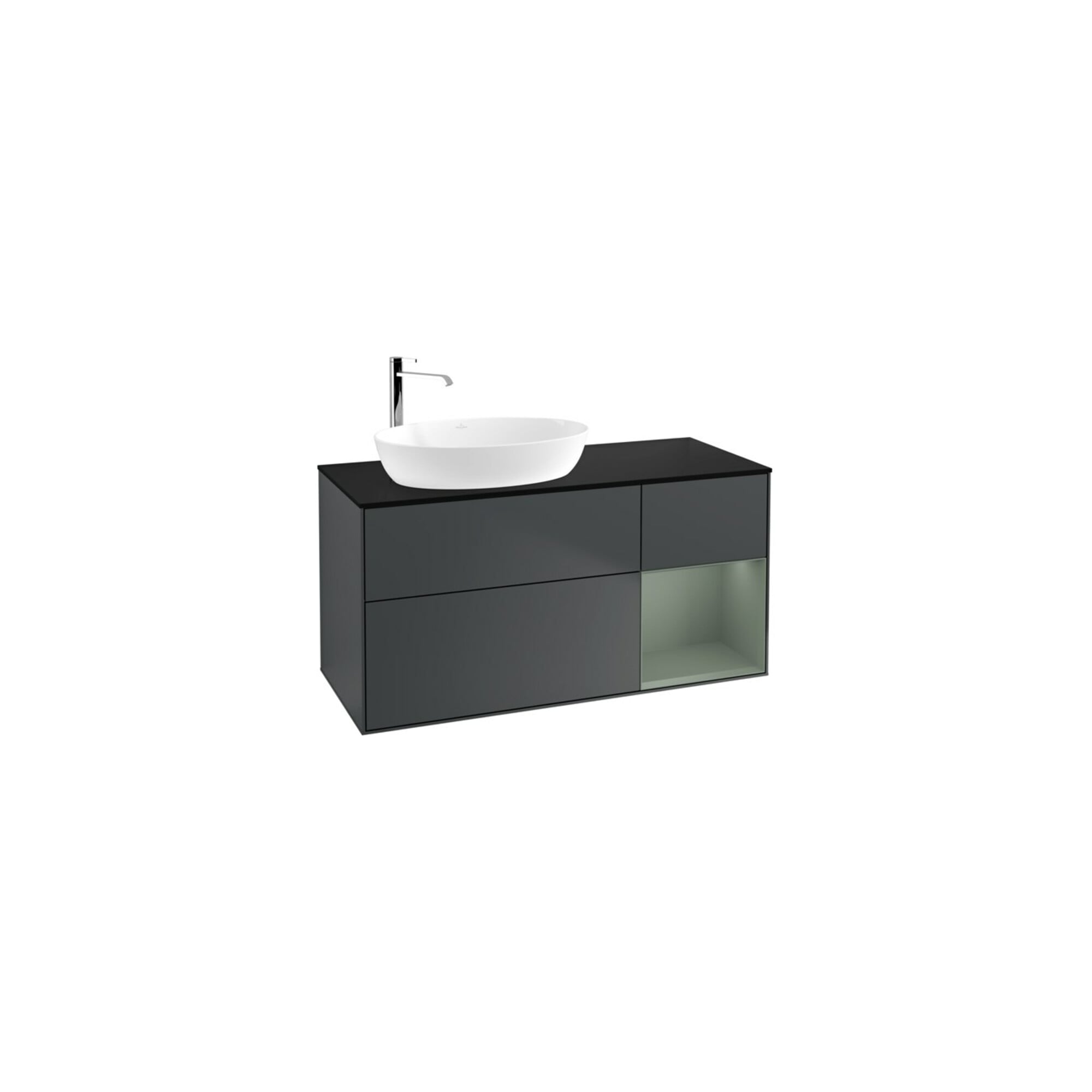 V&B Waschtischunterschrank Wandbeleuchtung Finion 120cm, Pl b m, Rg Ol m Lac, md bl. m Lac ; Villeroy & Boch