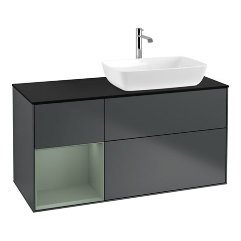 V&B Waschtischunterschrank Wandbeleuchtung Finion 120cm, Pl b m, Rg Ol m Lac, md bl. m Lac