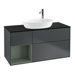 V&B Waschtischunterschrank Wandbeleuchtung Finion 120cm, Pl b m, Rg Ol m Lac, md bl. m Lac