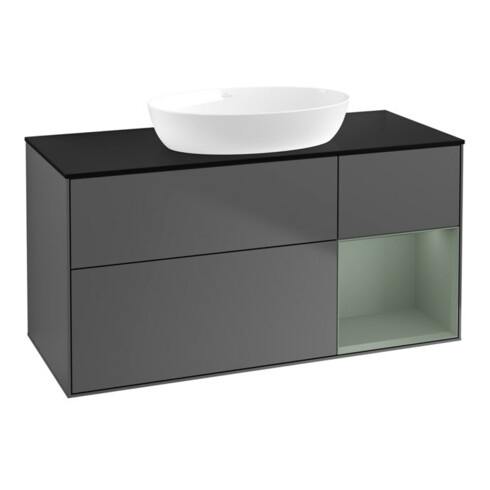 V&B Waschtischunterschrank Wandbeleuchtung Finion 120cm, Pl b m, Rg Oli. m Lac, Anthrac. m