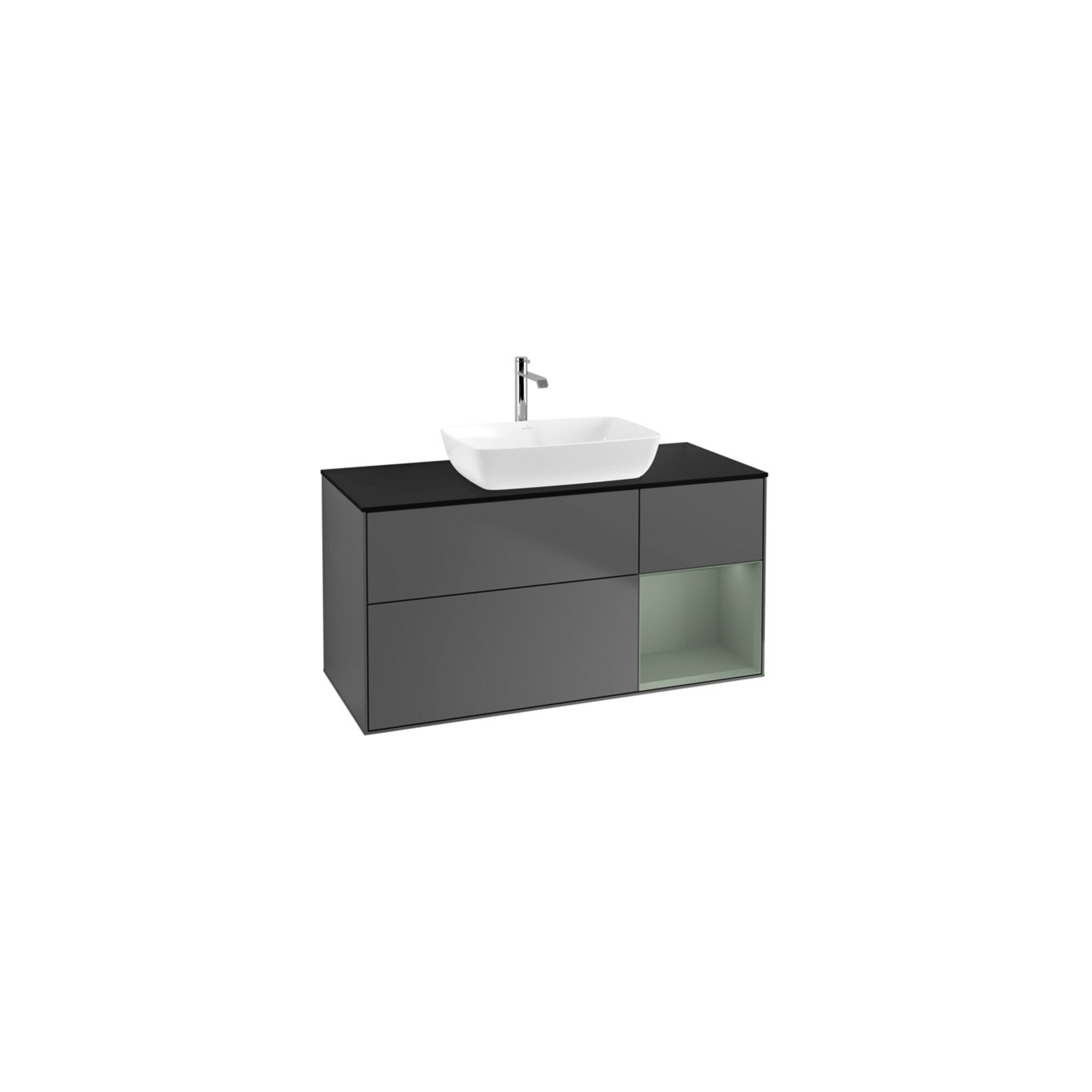 V&B Waschtischunterschrank Wandbeleuchtung Finion 120cm, Pl b m, Rg Oli. m Lac, Anthrac. m ; Villeroy & Boch