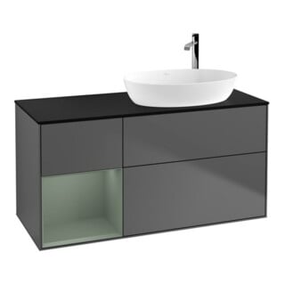 V&B Waschtischunterschrank Wandbeleuchtung Finion 120cm, Pl b m, Rg Oli. m Lac, Anthrac. m