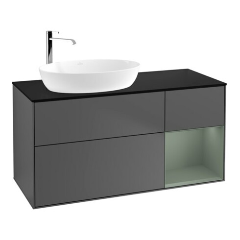 V&B Waschtischunterschrank Wandbeleuchtung Finion 120cm, Pl b m, Rg Oli. m Lac, Anthrac. m