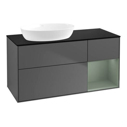V&B Waschtischunterschrank Wandbeleuchtung Finion 120cm, Pl b m, Rg Oli. m Lac, Anthrac. m