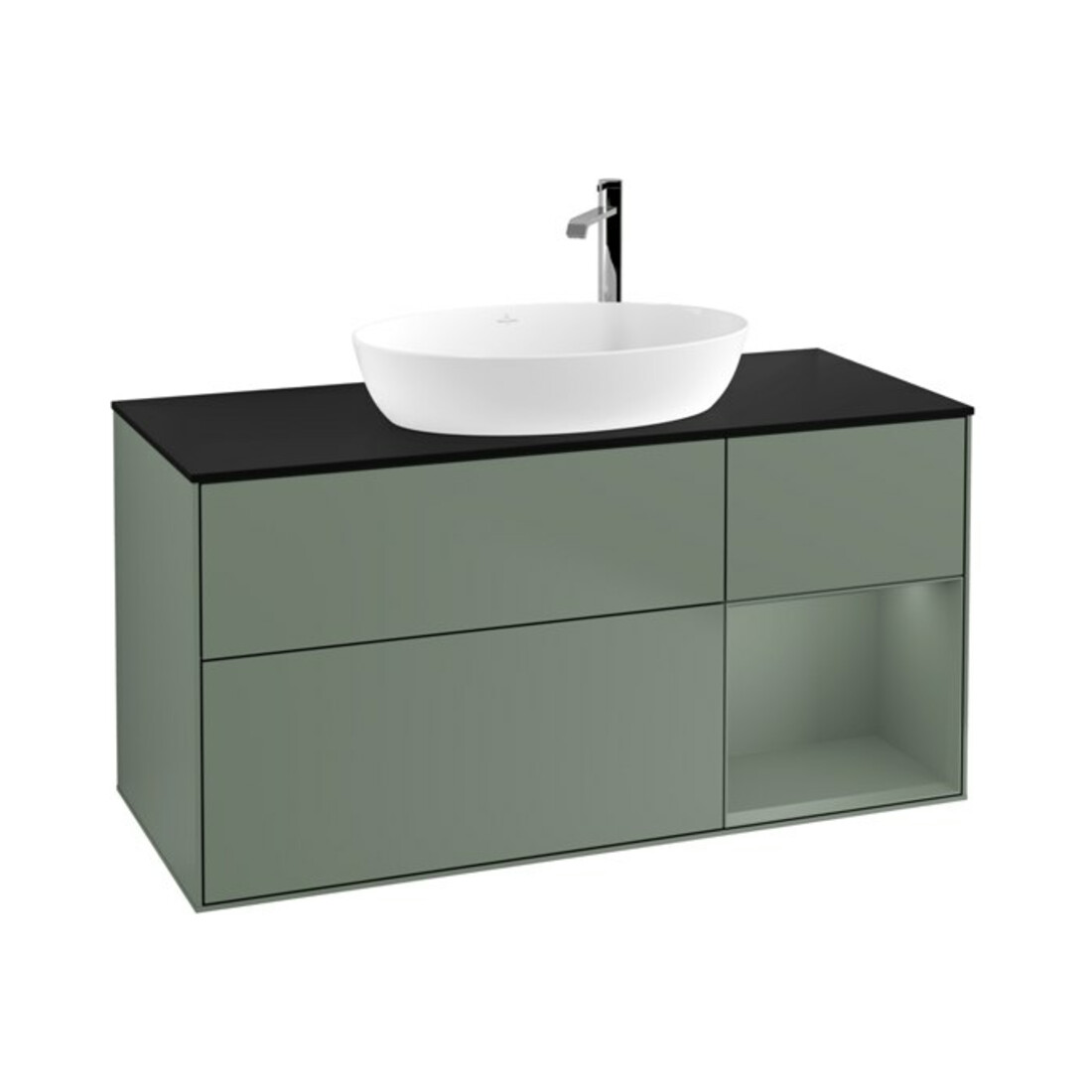 V&B Waschtischunterschrank Wandbeleuchtung Finion 120cm, Pl b m, Rg Oli. m Lac, Oli. m Lac
