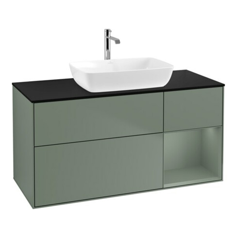 V&B Waschtischunterschrank Wandbeleuchtung Finion 120cm, Pl b m, Rg Oli. m Lac, Oli. m Lac
