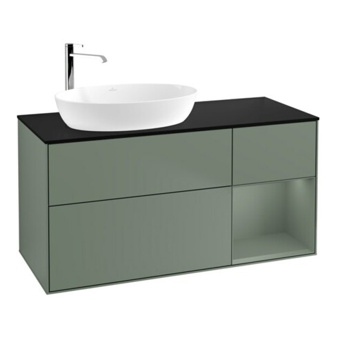 V&B Waschtischunterschrank Wandbeleuchtung Finion 120cm, Pl b m, Rg Oli. m Lac, Oli. m Lac