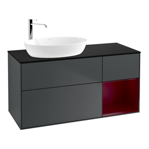 V&B Waschtischunterschrank Wandbeleuchtung Finion 120cm, Pl b m, Rg Peo m La, md bl. m Lac