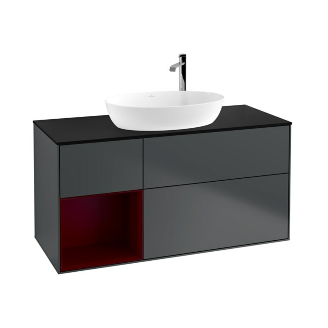 V&B Waschtischunterschrank Wandbeleuchtung Finion 120cm, Pl b m, Rg Peo m La, md bl. m Lac