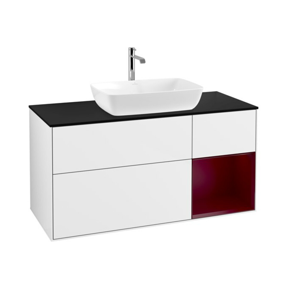 V&B Waschtischunterschrank Wandbeleuchtung Finion 120cm, Pl b m, Rg Peo m Lac, glo wh. Lac